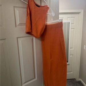 Papermoon Vibrant Orange Knit Top and Skirt